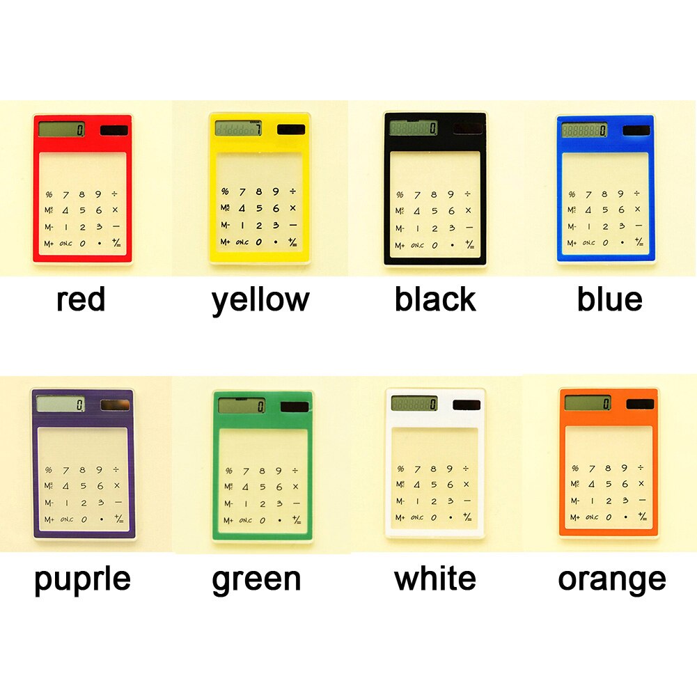 Mini Handheld Ultra-thin Card Portable Calculator Solar Power Transparent Touch Screen Calculator for Choice