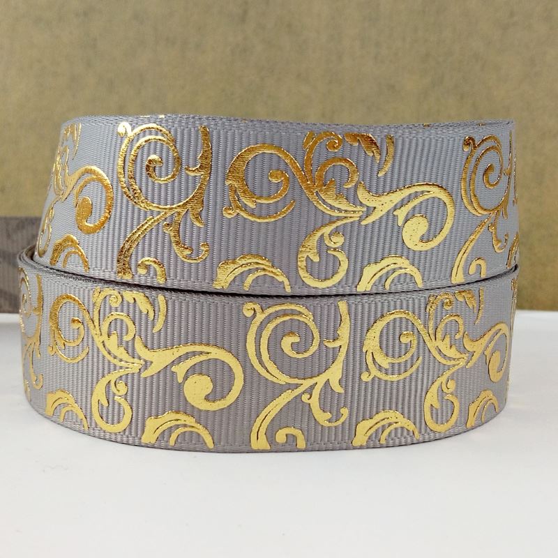 50 yard gold swirl foil printed grosgrain ribbon sp-G-38: 7