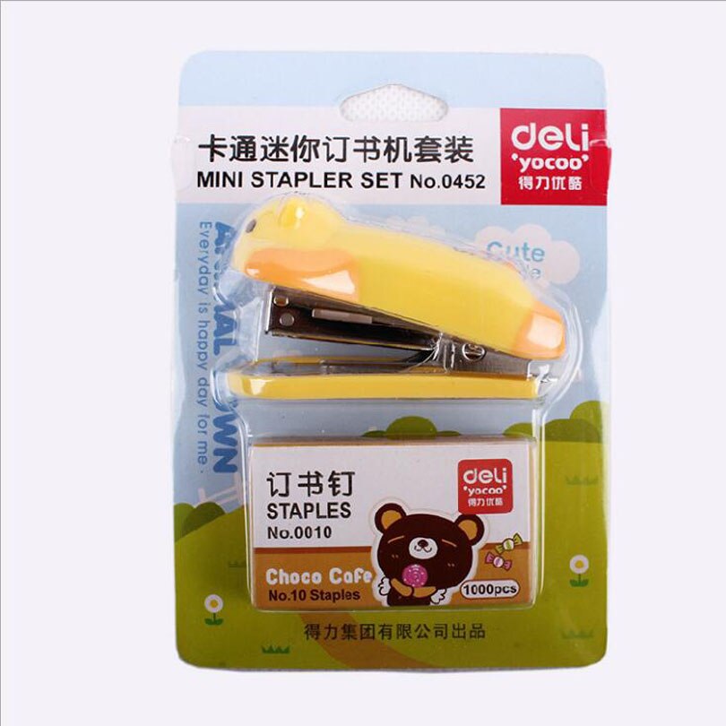 Mini cartoon stapler set with 1000 pcs 10# staples Paper binding tools Stationery office accessories school supplies G061