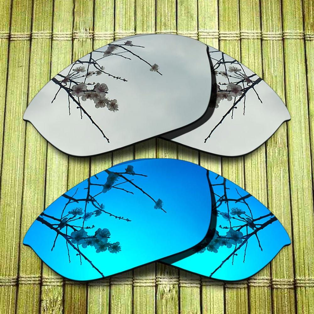 Polarized Replacement Lense For-Oakley Half Jacket 2.0 Sunglasses Frame True Color Mirrored Coating - Options: 1x Chrome-1x Blue