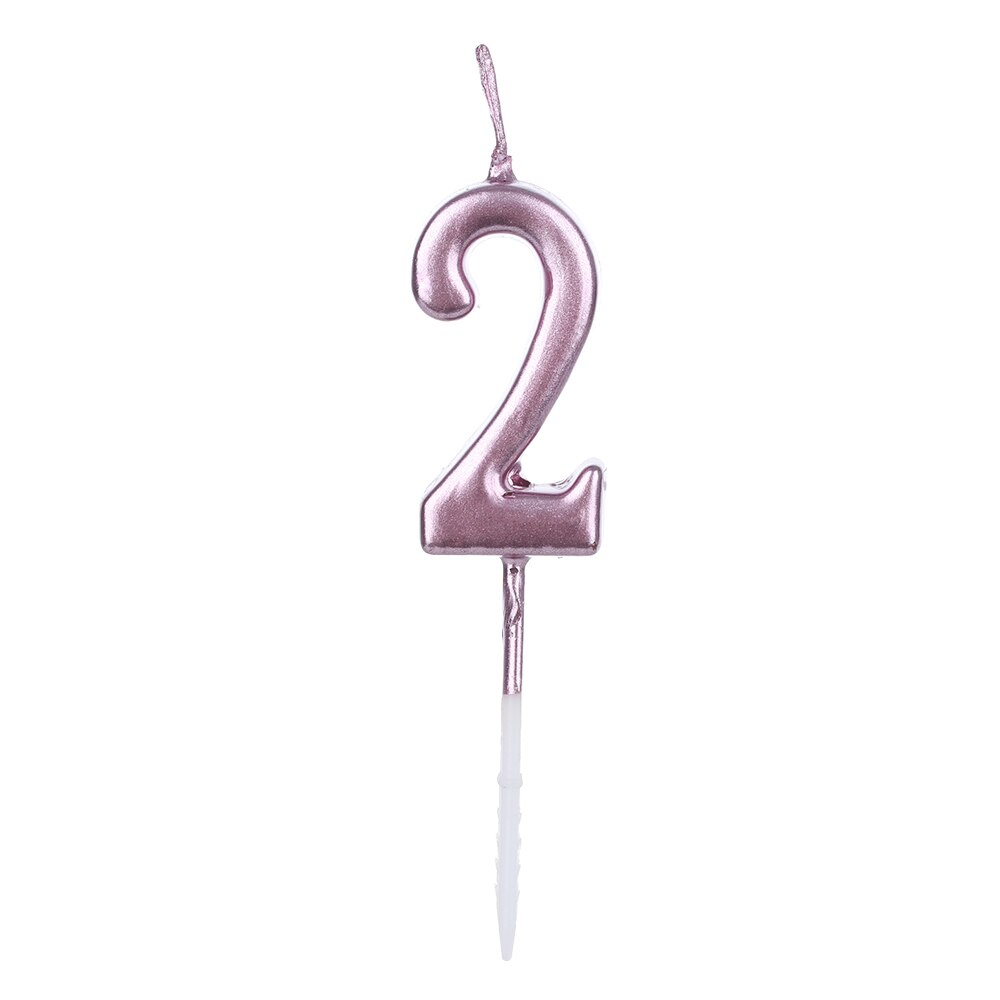 1 PC Gelukkige Verjaardag Nummer 0-9 Kaarsen Rose Gold Sliver Cake Topper Feestartikelen Cupcake Decor Cake topper: 2rose gold