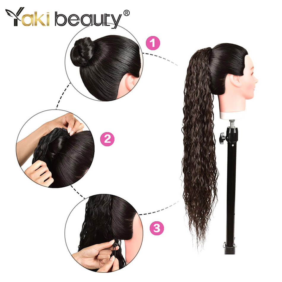 32'' Ponytail Synthetic Hair Extension 140g Tail On An Elastic Band Curly Locks Hair YAKI BEAUTY For Women
