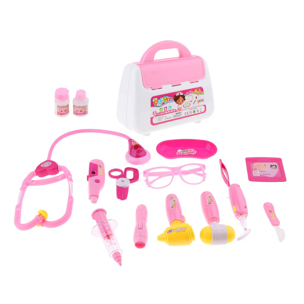 Simulazione Medico e Infermiere Kit per I Bambini Del Bambino Pretend Medico Giochi di ruolo Giochi Per Bambini Delle Ragazze Dei Ragazzi In Età Prescolare Giocattolo Inerente Allo Sviluppo di 15pcs rosa