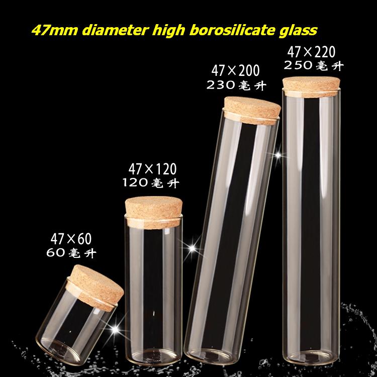 10 stuks/partij 47 x 60mm 60ml lege buisvormige glazen flessen met kurk diy heldere transparante glazen potten containers flesjes theebus
