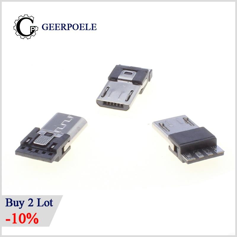 20 pcs/lot 5 Pin Micro USB Connector Jack Tail USB Plug Sockect Terminals Male Conector Diy Electronic Tail