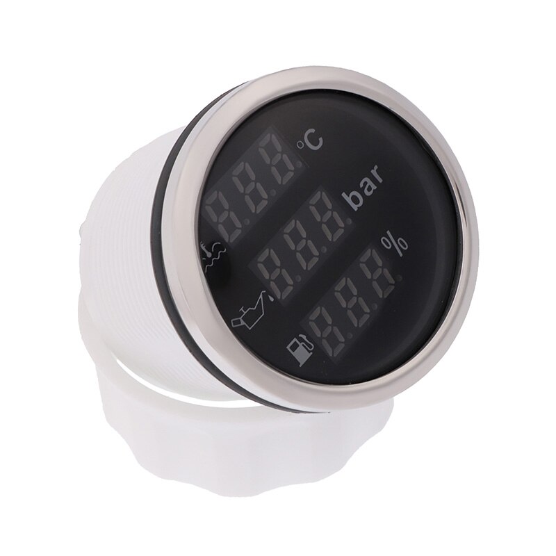 52mm Digital Gauge 3 in 1 Multi-Function Water Level Oil Press Fuel Gauge Tacho Meter Voltage With Alarm 9-32V