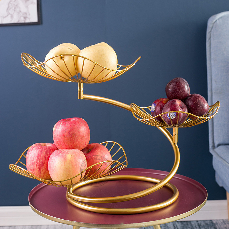 3-Tier Gold Metal Fruit Bowl – Detachable Countertop Basket For Fruit, Veggies, Snacks & Kitchen Display