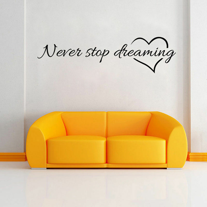 Nooit Stoppen Dromen Citaat Verwijderbare Muursticker Vinyl Art Decal Thuis Woonkamer Decor