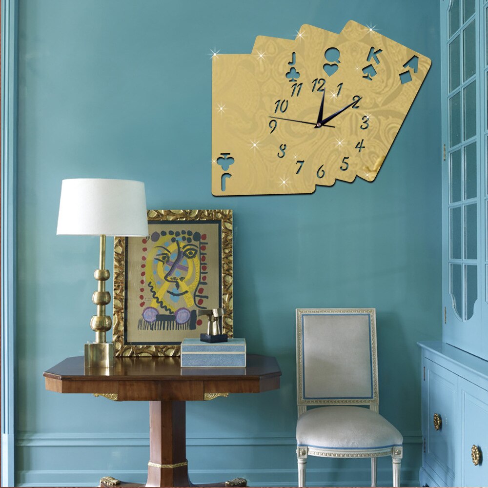 Decorate Home playing cards clock art wall mirror sticker decoration Decals mural painting Removable Decor Wallpaper LF-1100: 9