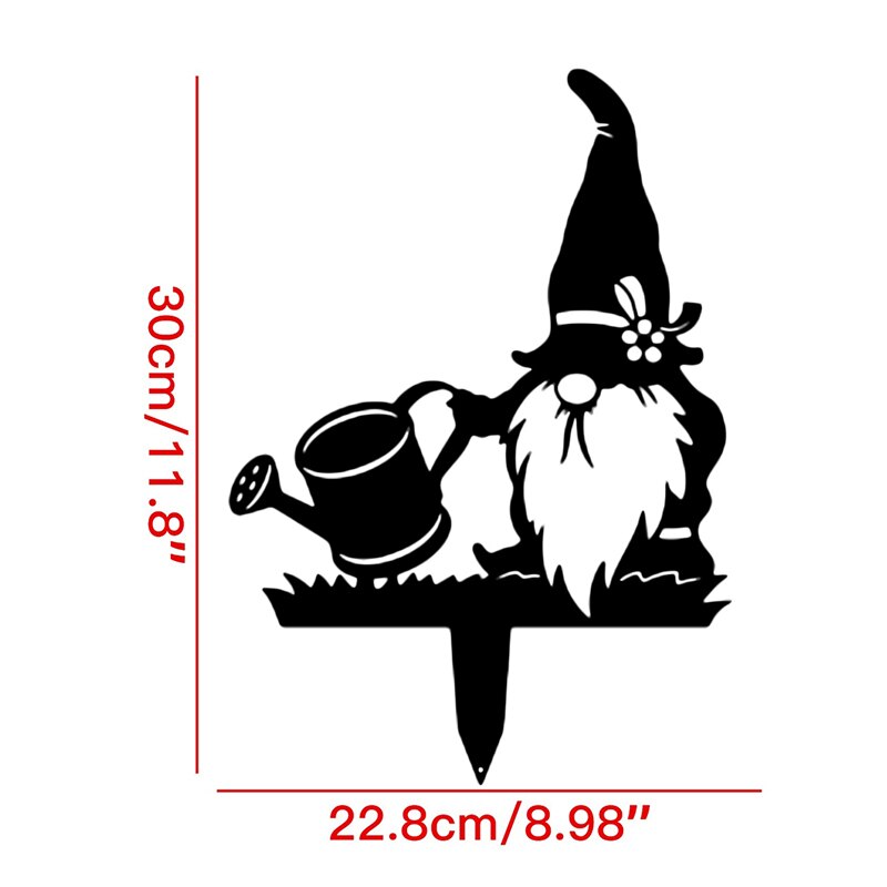 1/3 PCS Rustic Black Gnomes Silhouette Cute Metal Gnome Garden Statues Decorative Garden Stake For Yard Lawn Outdoor Decoration: B