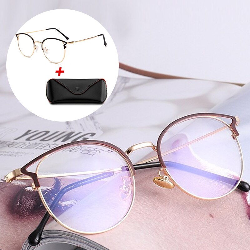 2Pcs/lot Women Blue Light Blocking Computer Glasses with Box Anti Blue Rays Eyeglasses Female Plain Mirror Glasses Frame Eyewear