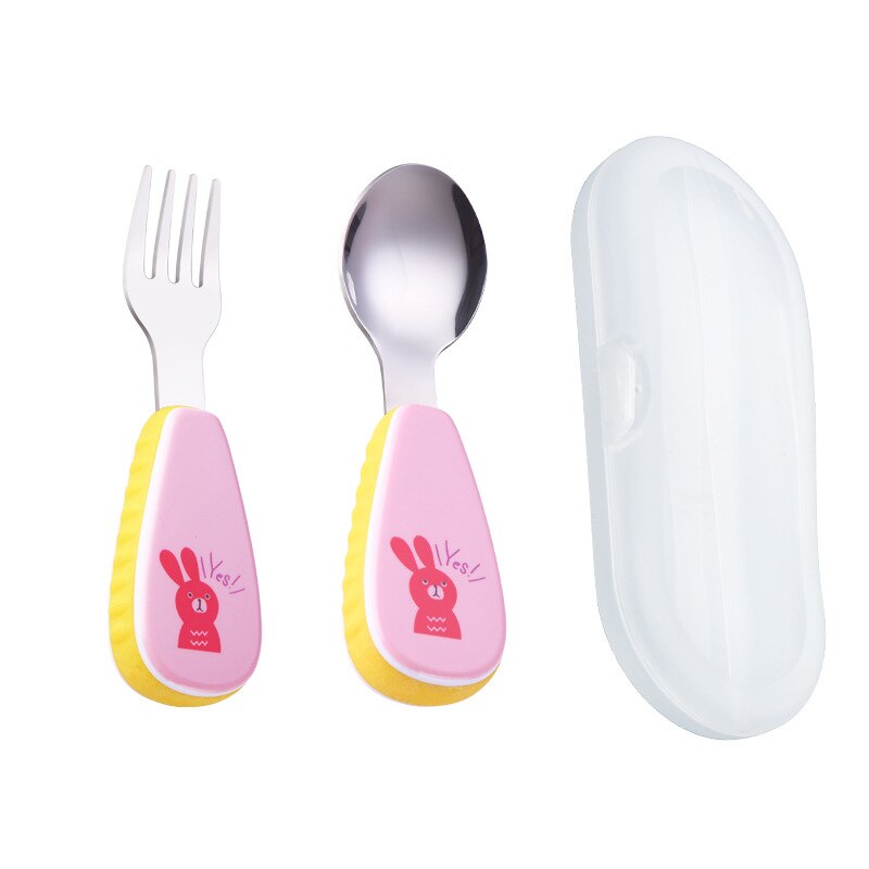 2Pcs/Set Stainless Steel Kids Fork Tableware Cartoon Cutlery Set Children Portable Camping Travel Dinnerware Kitchen Accessories