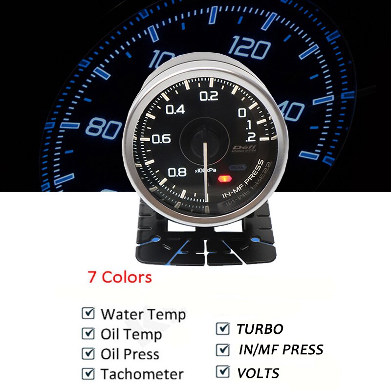 Defi Advance A1 60Mm Boost Gauge Olie Temp Turbo Water Temp Gauge IN-MF Gauge Oliedrukmeter Universial Auto meter 7 Kleuren