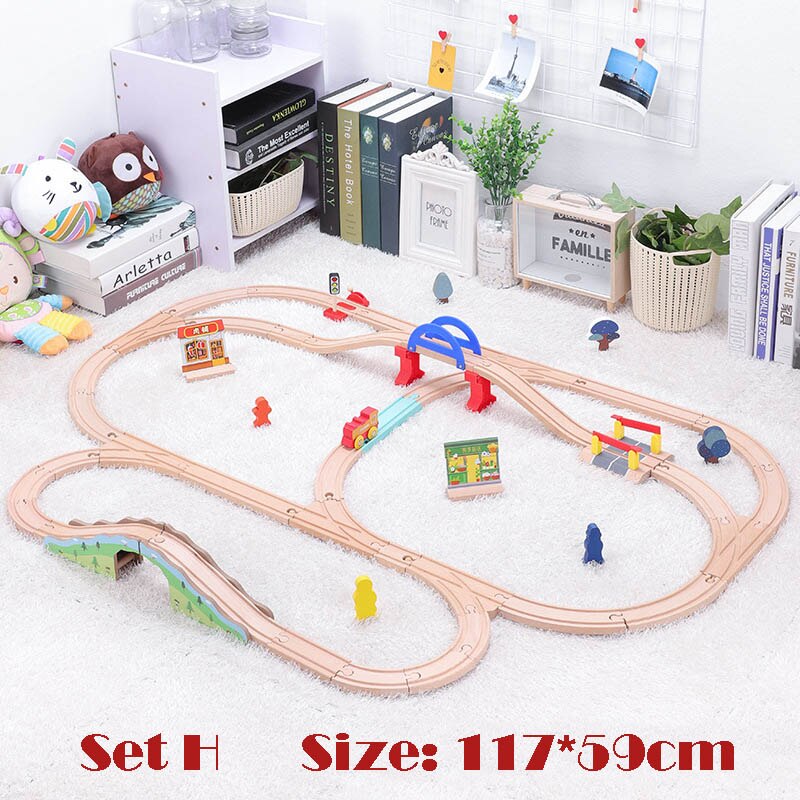 1Set Beech Wood Railway Vehicle Toys Accessories Wooden Track Assembled Educational Toys Fit All Wood Track Biro Toys for Kids