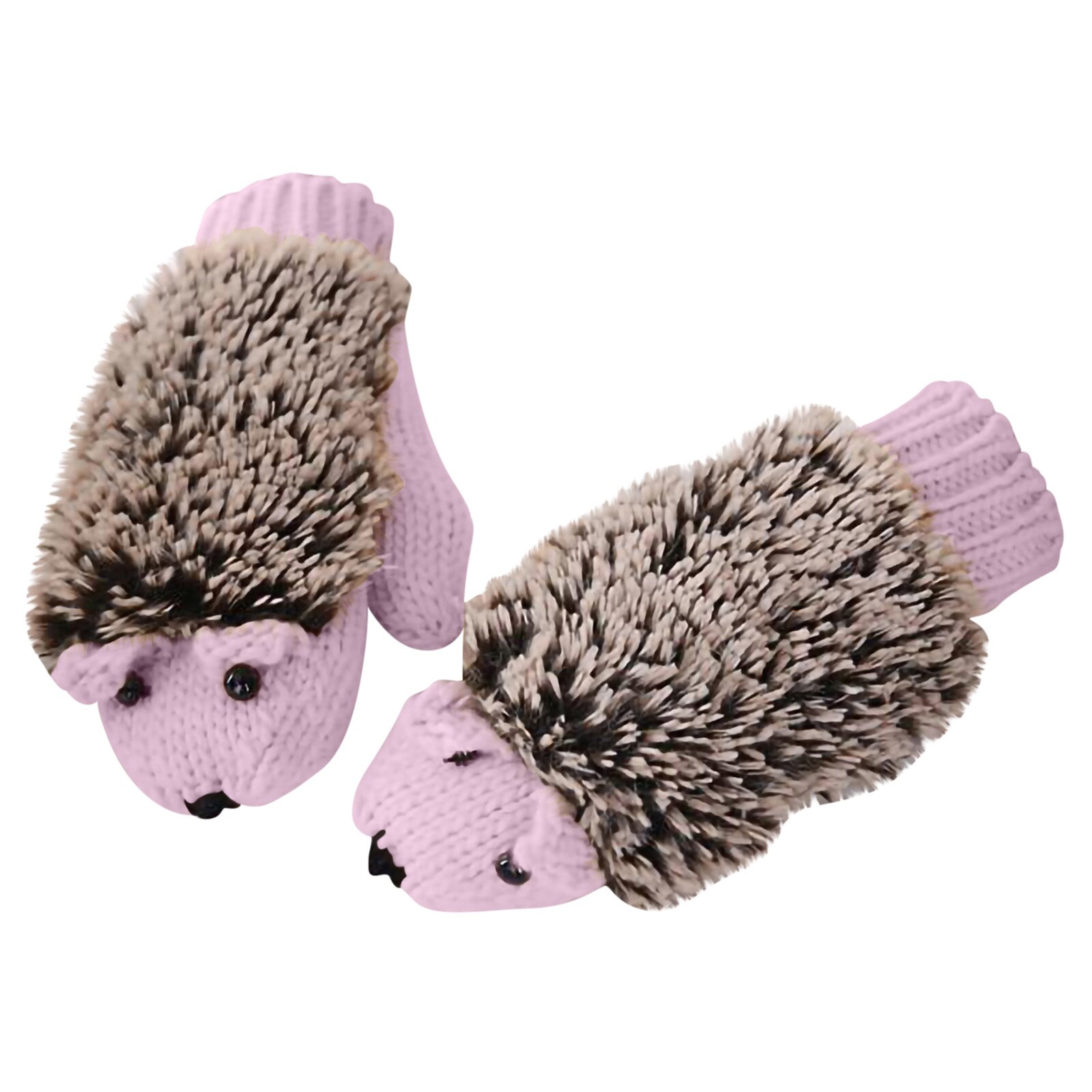 3d Cartoon Animal Girls Novelty Cartoon Winter Gloves For Women Knit Warm Fitness Gloves Hedgehog Heated Villus Wrist Mittens: Pink