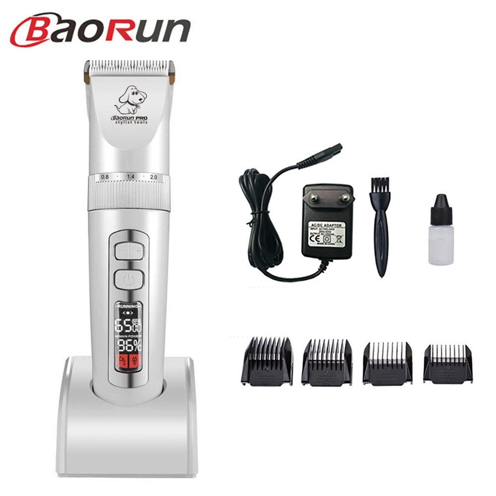 Baorun-cortapelos P9 para perros, afeitadora con pantalla LCD, para aseo de gatos y mascotas: white  with Box