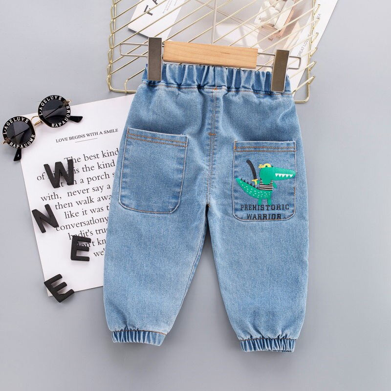 Pantalones vaqueros de dibujos animados para niños y niñas, pantalón informal para niños de 1, 2, 3 y 4 años, novedad de: Negro / 36M(120CM)