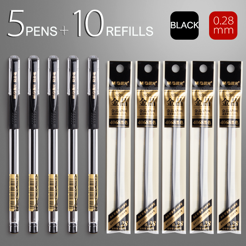 M & G – stylo Gel à pointe Ultra Fine, 0.28mm/0.35mm/0.38mm, 12 pièces/boîte, recharge d'encre, noir, bleu, rouge, fournitures de papeterie scolaires et de bureau: Rouge