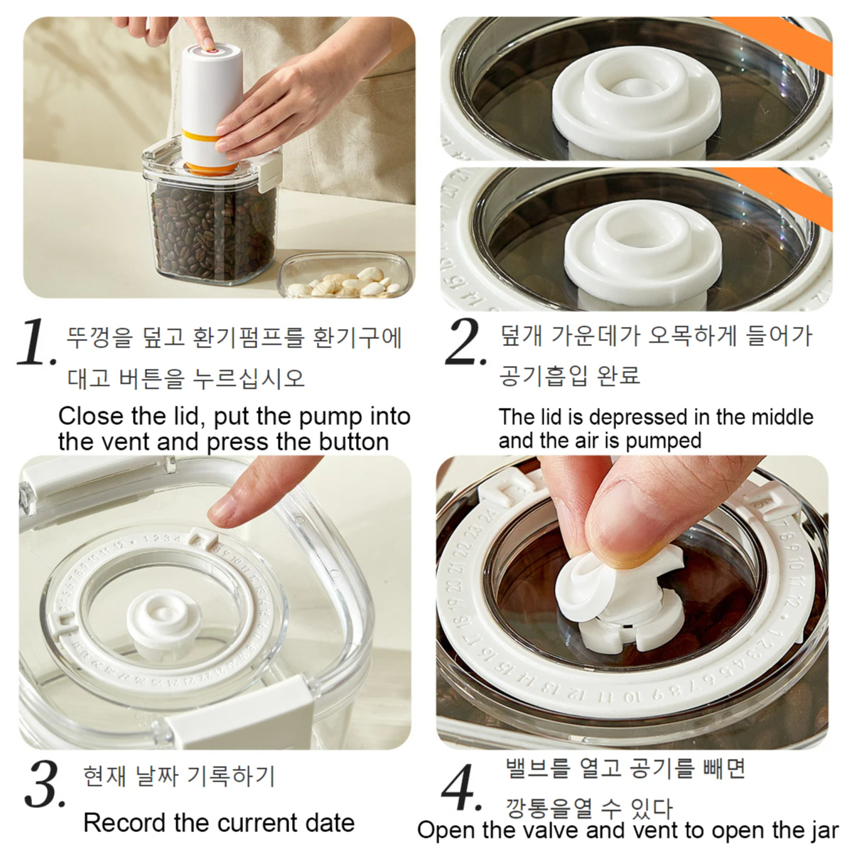 Pojemnik próżniowy na ziarna kawy, słoik próżniowy, pojemnik robić przechowywania zbóż kuchennych, hermetyczny pojemnik, szczelny kanister na herbatę.