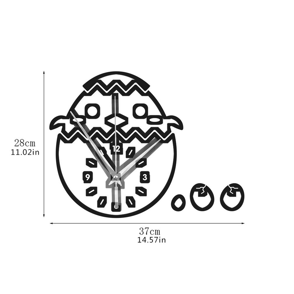 3D DIY Chicken shell Wall Clock Modern Acrylic Mirror Big Wall Clocks Living Room beedroom & Home Decor Wall Clock
