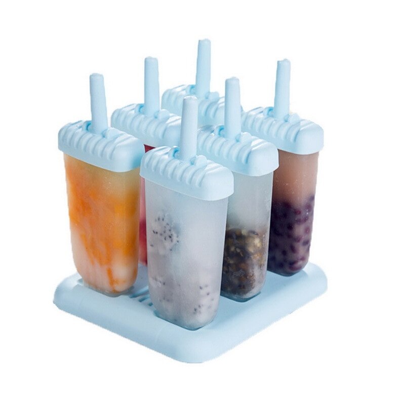 Ice Cream Mold Reusable Popsicle Mold With Sticks Kids Ice Cube Diy Tools Cell Lolly Mould Summer Gadget: blue