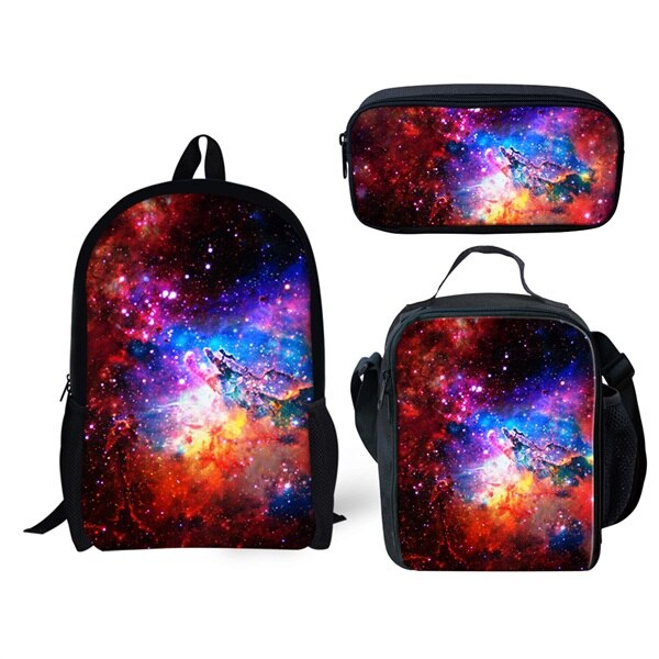 Galaxy/ruimte/universum print jongens meisjes schooltassen casual stuks set rugzakken kinderen orthopedische schooltassen: C0161 cgk