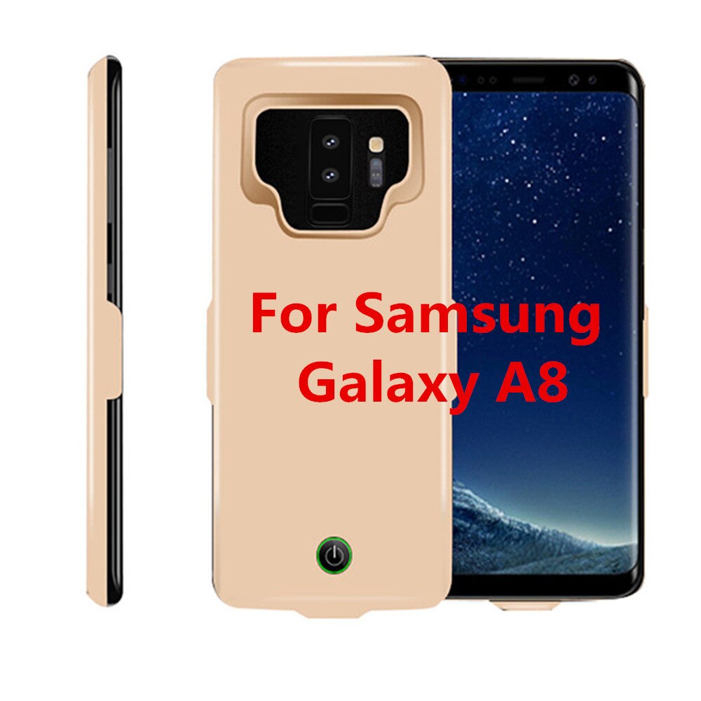 Leioua-funda de batería para Samsung Galaxy S9, S8, A8, funda con cargador de batería de 7000 mAh, cobertura de Carga para Samsung S9, S8, A8 Plus: Gold for A8