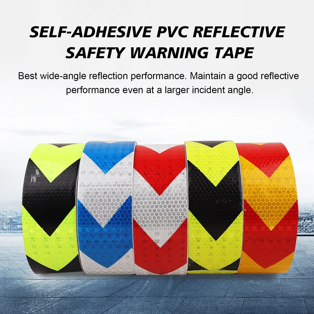 5CM Width Long Self-adhesive PVC Reflective Safety Warning Tape Road Traffic Construction Site Reflective Arrow 45M 3M