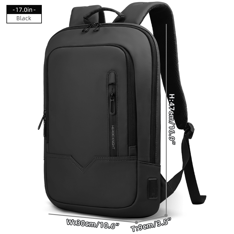 Mochila de trabajo para ordenador portátil Heroic Knight, mochila delgada impermeable multifuncional de 15,6 "17", mochila de viaje de negocios, bolso escolar de para hombre: Castaño