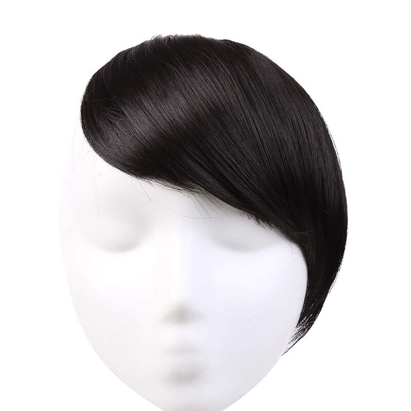 Women False Fringe Clip In Hair Bangs Fringe Hair Extensions Swept Full Synthetic Hair Extensions: black
