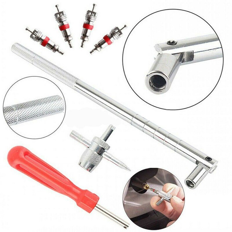 Tire Repair Tools Automobile Tire Wheel Valve Installation Repair Tool Drawing/ Disassembly Wrench Tool Kit Suit: Default Title