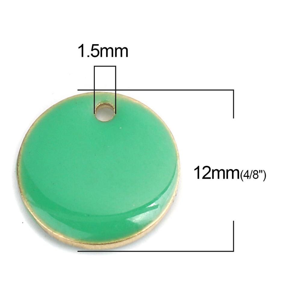 DoreenBeads Copper Enamelled Sequins Pendant Charms Colorful Round Jewelry DIY Findings 12mm Dia., 10 PCs: light green