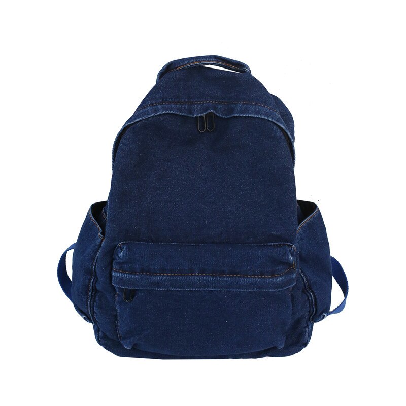 Nueva mochila vaquera para hombre y mujer, mochila escolar sencilla a la para estudiantes, mochila de viaje informal de color sólido con múltiples bolsillos para parejas para exteriores