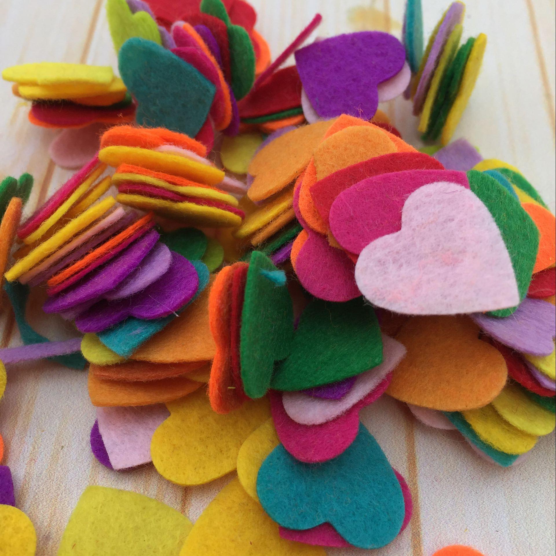 100PCS/Lot 2cm star round flower heart non-woven shape kindergarten crafts material DIY toys sewing kit fabric arts OEM