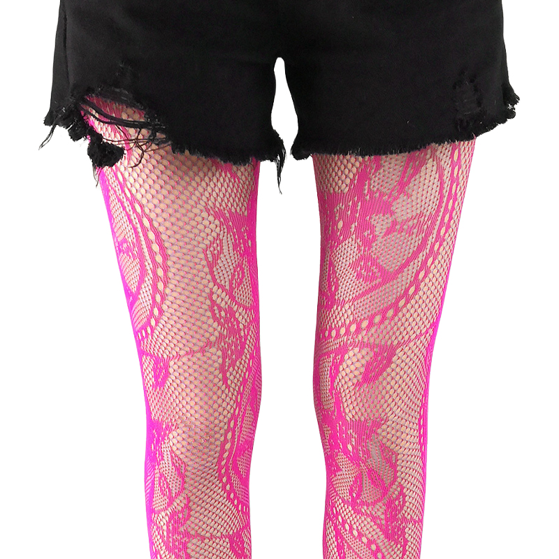 Collant senza piedi a rete a vita alta con fantasia stile retrò colorato da donna Calze leggings per ragazze per 40–75 kg, 150–170 cm