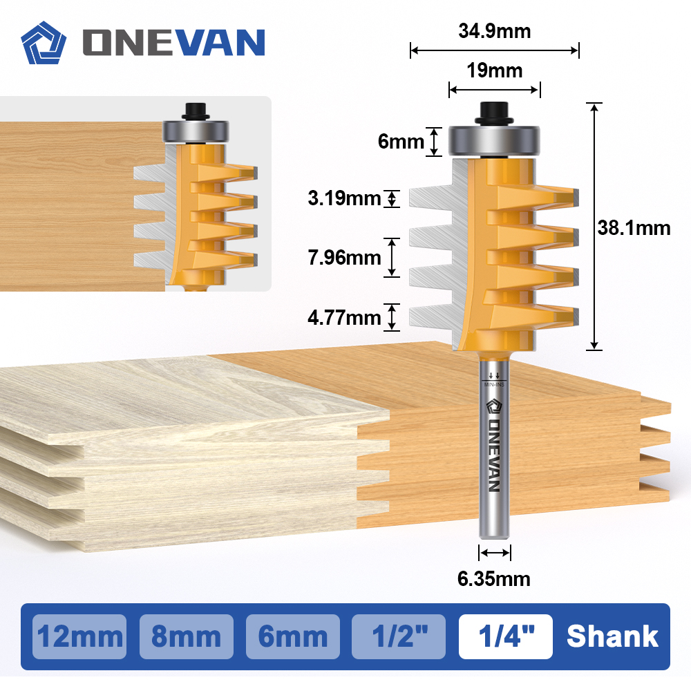ONEVAN Finger Joint Bit Router Bit Router Bit 6/6.35/8/12/12.7mm shank, Tungsten Carbide Milling Cutter for Wood Woodworking: 7mm
