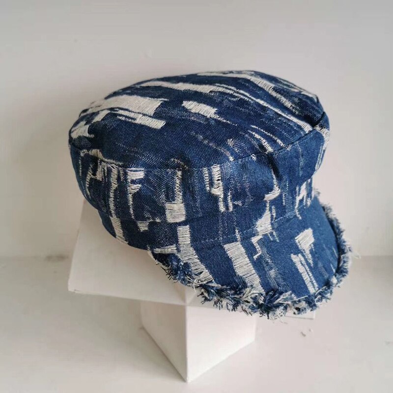 Boina femenina, Otoño Invierno, sombreros para mujeres, señoras, vaquero, rasgado, gorro de marinero, gorra Boina femenina, Gorras Vintage, negro inglés: 1