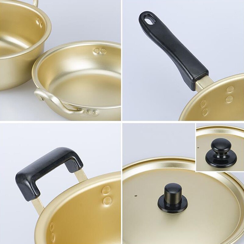 Golden Noodle Pot Korean Ramen Noodles Pot Aluminum Soup Pot With Lid Noodles Milk Egg Soup Kitchen Tools Cooking Pot Fast