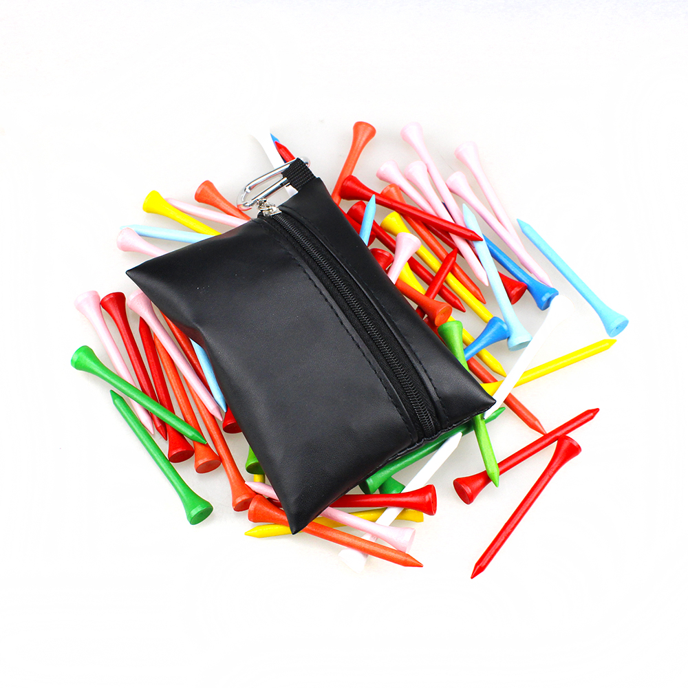 KOFULL-bolsa pequeña portátil de bolsillo para pelotas de Golf, bolsa de cuero PU con 5 piezas de Tees de madera, accesorios