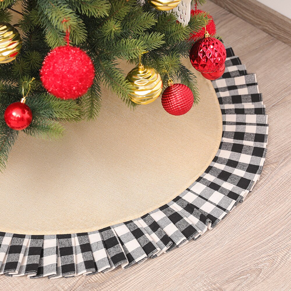 Christmas Tree Skirt Pleated Plaid Christmas Tree Skirt Apron Christmas Party Decorations