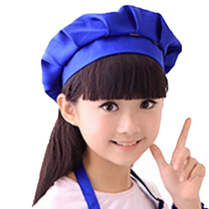 Kids Headwear Children's Chef Hat Cute Baby Boys Kitchen Work Caps Solid Pleated Fit Baking