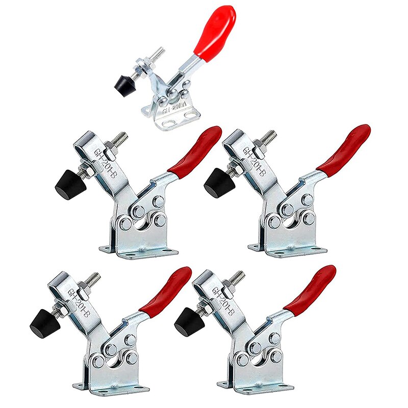 5 Pcs Toggle Clamp GH-201-B Adjustable Anti Slip Quick Release Tool 90KG Holding Capacity for Machine Operation Welding