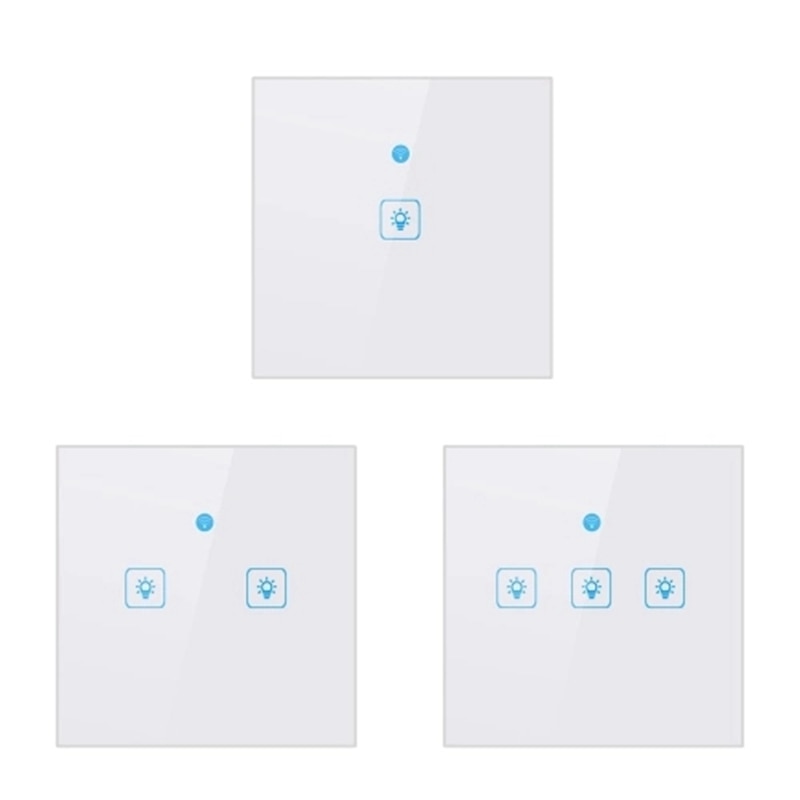 WiFi Smart Press-Switch Wall Switch Light EU Standard Press-Screen Switch Crystal Glass Panel LED Lamp Switches