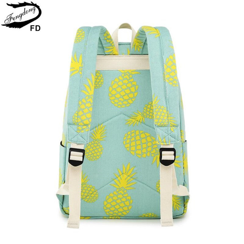 FengDong 3 teile/satz nette ananas druck rucksack kinder schule taschen für mädchen stift bleistift tasche kind mädchen schule rucksack set