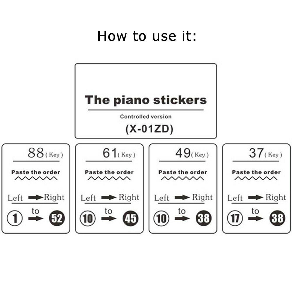 61/88 Key Piano Sticker Music Note Chart Keyboard Adhesive Finger Practice Stickers