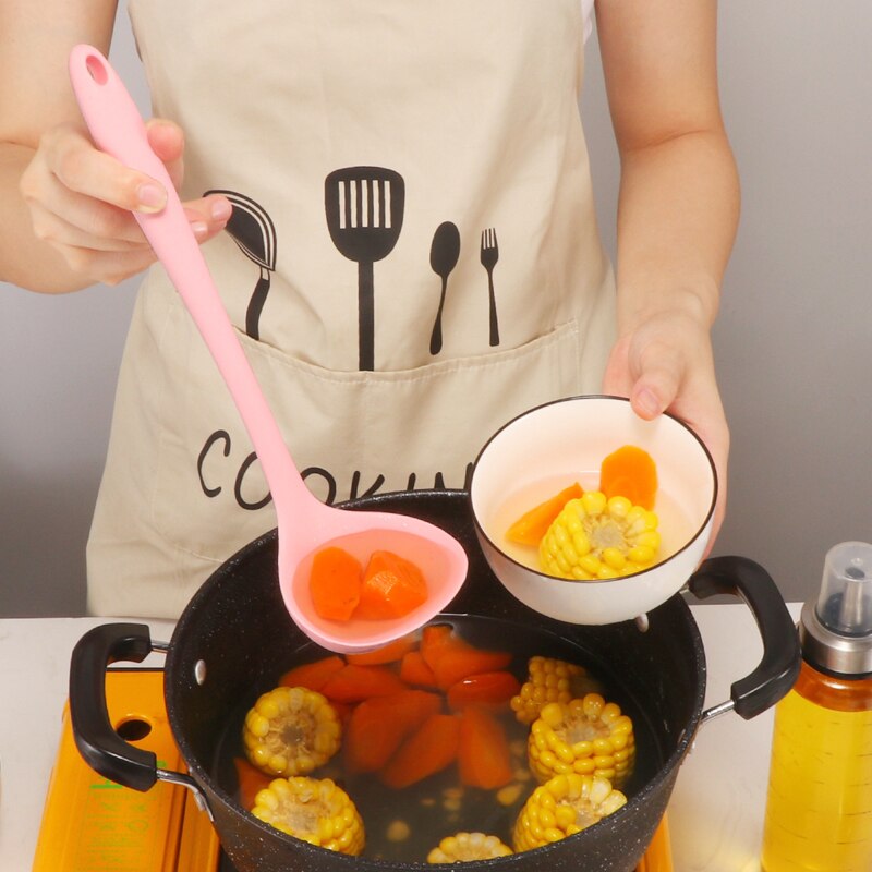 Silicone Utensils Cooking Tool Pink Nonstick Kitchen Utensil Spoon Soup Ladle Turner Frying Spatula Colander Kitchenware