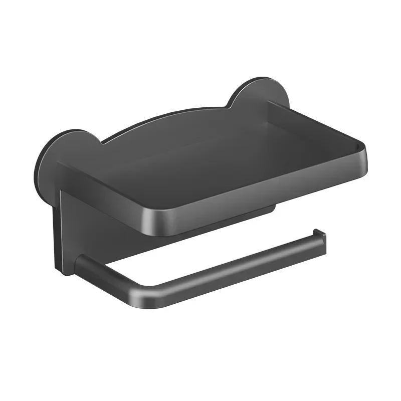 Aan de muur gemonteerde toiletrolhouder Stand Toiletpapier Dispenser Keuken Badkamer Opbergrek Voor Tissue Box Plank Telefoonhouder: WIT
