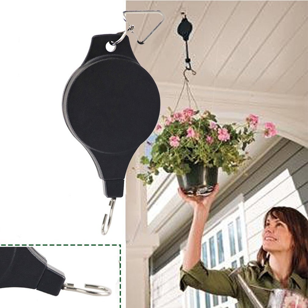Retro Hanging Garden Basket Pull Down Hanger Retractable Pulley Baskets Plant Pots Hanging Basin Retractable Hook: Default Title
