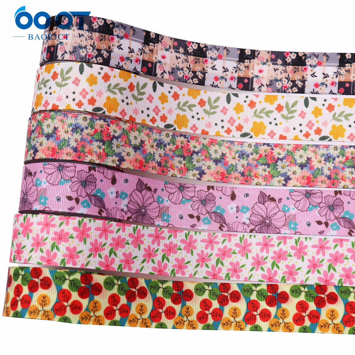 Flower Thermal Transfer Printed Grosgrain Ribbons,25mm 10Yards M-211111-2103 Wrap Bow Cap DIY Accessories Decorations