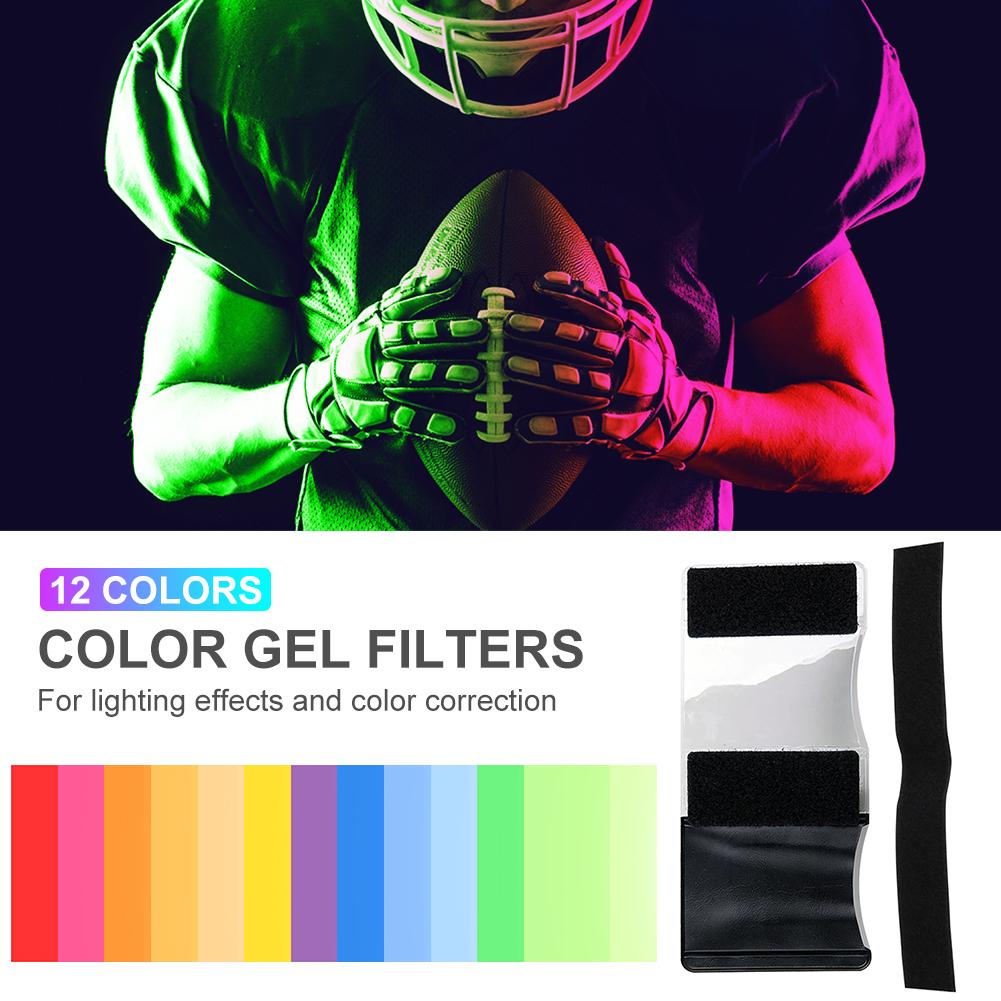 Macchina fotografica 10X8cm 12 Colori Confezione di Gel Copriletto Trasparente di Correzione del Colore Luce Del Gel di Carta Filtro per la Fotografia Torce Elettriche